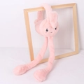 Cute pink plush moving earflaps earmuffs with cartoon embroidery and long paw tassels - One Size / Rabbit-Orange Pink
