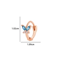 Rose gold butterfly earring with blue and clear zircon stones, size 1.02cm by 1.09cm - Rose Gold Blue (Single)