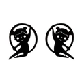 Fashionable black stainless steel hoop earrings featuring a cartoon monkey silhouette - Gymnastics 3 / Black