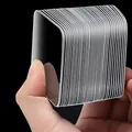 Transparent strong adhesive hooks with white vertical stripes for bathroom and kitchen - 6x6cm Strong Double-Sided Adhesive