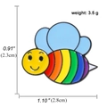 Cartoon rainbow bee enamel pin size guide showing 2.8cm width and 2.3cm height - Rainbow Cartoon Bee Style (A00693)
