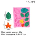 Pink silicone mold with six leaf shapes for fondant, clay, and resin crafting - 1# Leaves (8.5*6.8*1cm) / Pink