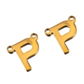 Pendentif lettre P en acier inoxydable plaqué or 18k avec deux trous pour bijoux DIY - Or - Lettre P / Ensemble de 20 Pièces