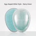 Starry green glitter egg hair brush with dual-length bristles and shiny finish - Egg Glitter / Starry Sky Green
