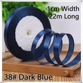 1cm wide navy blue satin ribbon spool for gift wrapping and DIY crafts 22m length - 38# Dark Blue