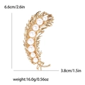 Elegant golden feather brooch with white pearls for women, size 6.6cm by 3.8cm - Gold