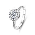 Luxurious S925 sterling silver moissanite ring with classic flower cluster setting - Adjustable Open / Floral Cluster Side Stone Design (FDJZ-037)