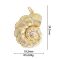 Macro detail of gold conch shell pendant with measurements 29.2x19.2mm and weights 4.04g - Zircon Conch (DZ-1750)