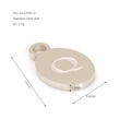 Silver oval stainless steel pendant with letter Q engraving and technical dimensions - Letter Q(ZA2254S-Q) / Pendant Only / Silver
