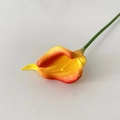 Artificial PU mini calla lily flower in a vibrant yellow and orange gradient finish - Sunset Red