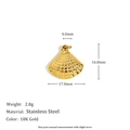 18K gold-plated stainless steel fan-shaped charm with textured surface, 17mm x 16.8mm - Grid Texture Scallop Pendant - Gold