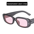 Trendy rectangular sunglasses with transparent gray frames and pink lenses for women - Clear Grey Pink Lens