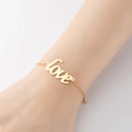 Vintage gothic hip hop gold chain bracelet featuring artistic love letter pendant detail - 334-LOVE