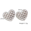 Pendientes de corazón en acero plateado con relieve acolchado y medida de 27mm - Plateado
