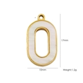 14K gold plated stainless steel letter O pendant with white mother of pearl inlay - 6 Letter O White Shell