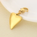 Polished gold-plated 3D heart pendant with sturdy lobster clasp on textured surface - Polished 3D Small Heart Style (KLJ6882-Z)