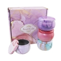Purple marble pattern scented candle gift set with 4 tin cans and square box - No.13 Purple Smudge Gift Box (Inc. 4 Empty Tins)