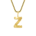 Polished gold initial Z pendant necklace with radiant texture on box chain - Letter Z - Gold