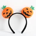 Cerchietto di Halloween con zucche di peluche Jack-o'-lantern su una base di velluto nero - Stile 2-Viso Divertente