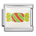 Dettaglio di un modulo per bracciale italiano con design a caramella in smalto colorato - Stile Stella Arcobaleno (ICJ973)