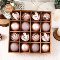 Set da 16 palline di Natale rosa baby da 6cm con finiture opache, lucide e glitterate - 16 Pezzi In Scatola / Rosa 6cm 16 Pezzi