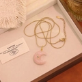 Collana luna crescente rosa con ciondolo a fulmine dorato e catena a serpente - 5# Quarzo Rosa (Luna Rosa/Fulmine Blu)