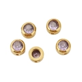 6mm gold-plated stainless steel beads with purple gemstone inlay and large holes - 6mm (10 Pieces Pack) / Light Purple Zircon