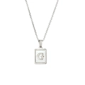 Titanium steel necklace featuring a rectangular pendant with letter G and white shell inlay - Letter G