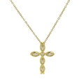 18k gold plated brass cross necklace featuring marquise cut sparkling cubic zirconia - Gold Marquise Stone Cross (FP240304)