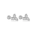 Elegante s925 zilveren oorknopjes met drie heldere zirkonia en een bolsluiting - 925 zilver / Platina (Witte Zirkonia)