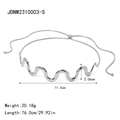 Silver stainless steel wave necklace with adjustable pull-chain and metallic finish - Silver Style (JDNW2310003-S)