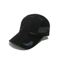 Macro view of quick-dry black sports cap with breathable mesh and side ventilation holes - M (56-58cm) / Black