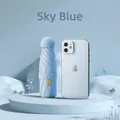Sky blue mini five-fold capsule umbrella with UPF 50+ protection on a display stand - 8 Ribs / Sky Blue