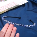 Handmade headband with 6mm blue natural crystal stone beads on a black metal wire - 6mm Blue Lace Agate