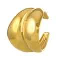 Golden double-layered C-shape wide ring with polished mirror finish for women - Double Layer Full C-Shape (N-678)