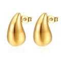 Polished gold plated stainless steel teardrop earrings with a glossy mirror finish - Glossy / Gold