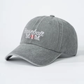 Dark grey washed cotton baseball cap with Baseball MOM embroidery and curved brim - Gray