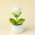 Handgehäkelte weiße Rose im Keramiktopf, Miniatur-Strickblume als Heimdekoration - Weiß 1-Kopf Blasenrose