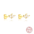 Elegant 925 sterling silver marquise zircon stud earrings with gold plating finish - Flower Petal / Gold