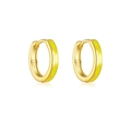 S925 Sterlingsilber vergoldete Huggie-Ohrringe mit leuchtend gelber Emaille - 925er Silber / 18K Gold [Gelb]