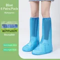 Lot de 6 surchaussures hautes bleues imperméables pour les jours de pluie - Couvre-chaussure Haut (6 Pièces - 180g) / Bleu Ciel