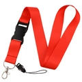 Red woven lanyard with black quick-release buckle and metal lobster clasp for keys - Lanyard Only / Red