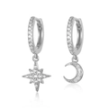 Argent Pave Étoile Lune