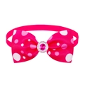 Hunde-Fliege in Pink mit weißen Punkten, Strass-Zentrum und elastischem Gummiband - Rosarot gepunktet mit Strass