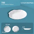 5.5 inch white shell shaped melamine dipping dish with textured scallop pattern finish - 5.5 Inch Shell Plate