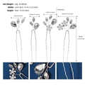 Parametri dettagliati delle forcine con strass per acconciature da sposa ed eventi formali - Argento HS-J6639S