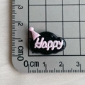 Macro de breloque nuage noir en résine de 2cm avec inscription Happy rose sur règle - Base Noire HAPPY Rose
