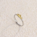 Silver adjustable ring featuring three prong-set yellow gemstones in a vintage style - Steel Yellow Zirconia