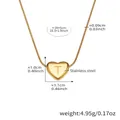 18k gold plated stainless steel heart pendant necklace with letter T on snake chain - 39+5cm / Letter T Gold (RP020)