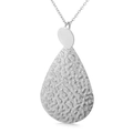 Colgante de gota de plata martillada en acero de titanio galvanizado para mujer - Colgante De Gota De Agua Martillado Fino Color Acero (KP29003-K)